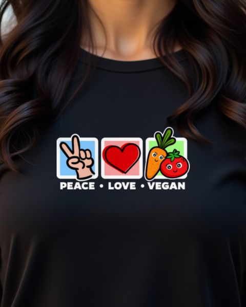 Veganer Spruch mit guter Laune - Peace Love Vegan