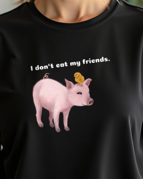 Ferkel und Küken beste Freunde - Veganes Tierliebe Shirt