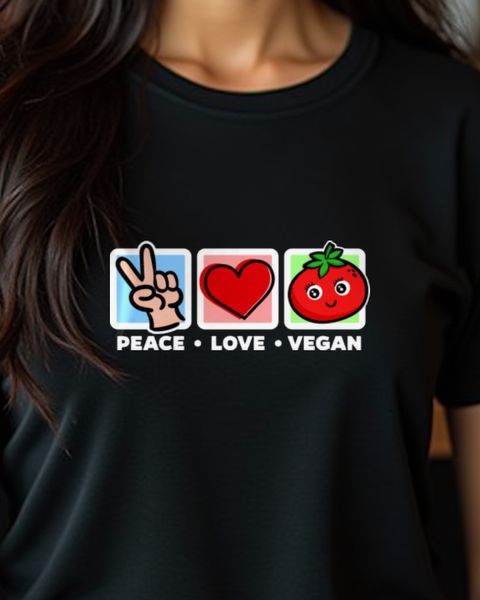 Pflanzlich leben Spruch - Peace Love Vegan