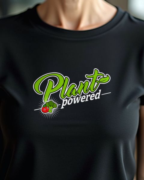 Plant Powered Schriftzug - Vegan Sport und Alltag