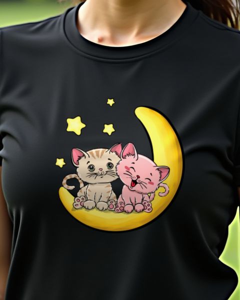 Cats in Love on the Moon - Cute Cat Lover Romance Design