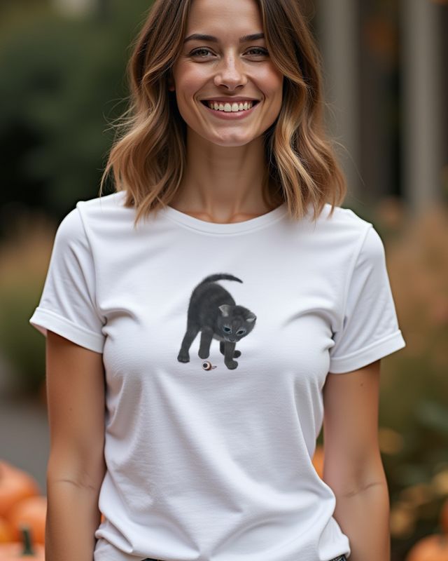 Kätzchen spielt mit Augapfel - Lustiges Halloween Katze – T-Shirt