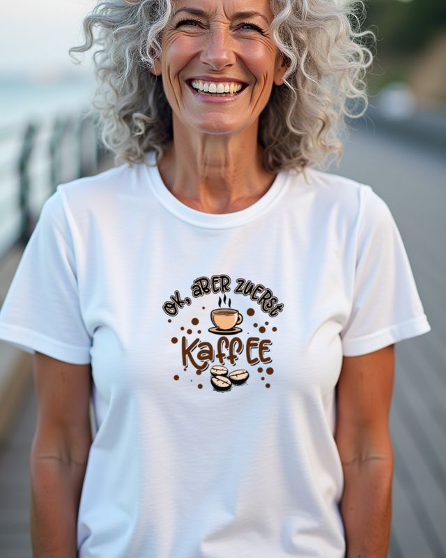 Kaffeebohne - OK aber zuerst Kaffee - Lustiges Motiv – T-Shirt