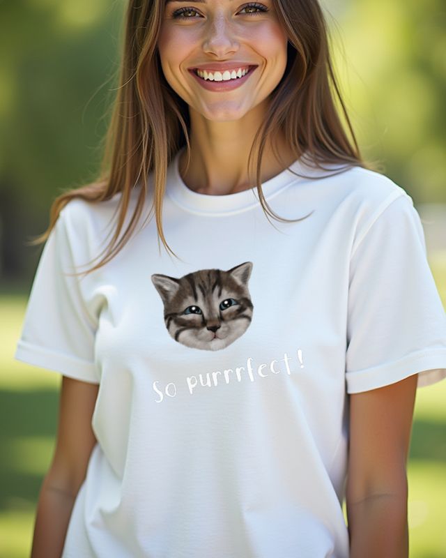 Purrrfect Smiling Cat - Cute Pun Design for Cat Lovers – T-Shirt