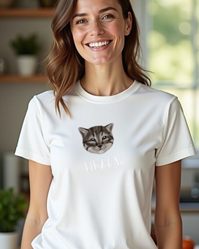 Smiling Cat Meaow - Funny Happy Cat Design β T-Shirt