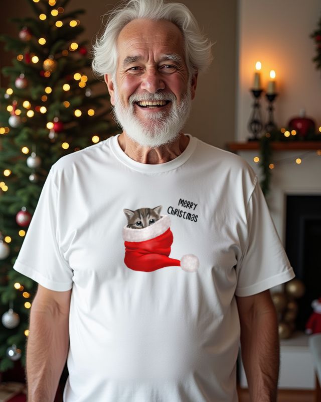 Cat in Santa Hat - Merry Christmas - Cute Cat Xmas – T-Shirt