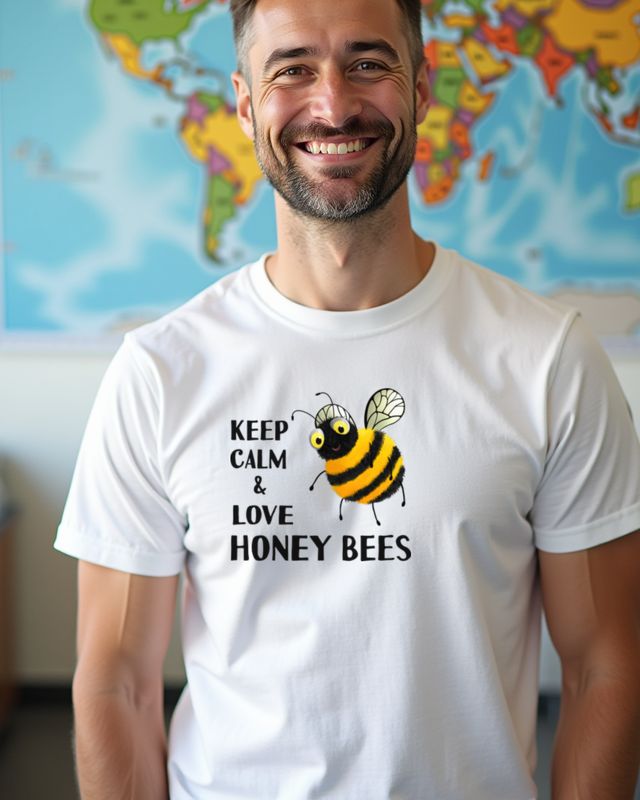 Keep Calm and Love Honey Bees - Bee Lover Slogan Design โ T-Shirt