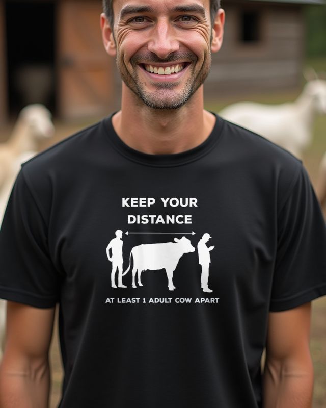 Keep Your Distance Adult Cow - Funny Cow Gift – T-Shirt