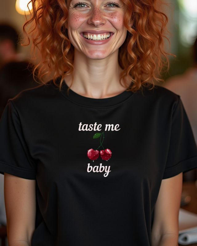 Kirschen Taste me Baby - Frecher Obst Spruch – T-Shirt