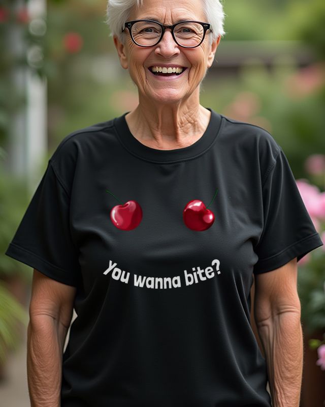Kirschen Wanna Bite - Freches Obst Spruch Motiv – T-Shirt