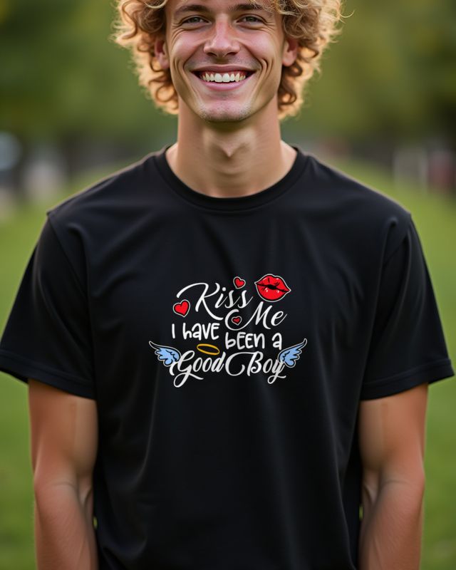 Kiss me I have been a Good Boy - Funny Valentine Slogan – T-Shirt