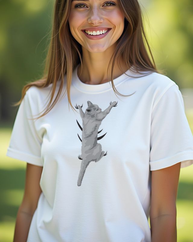 Climbing Cat 3D Design - Funny Gift for Cat Lovers – T-Shirt