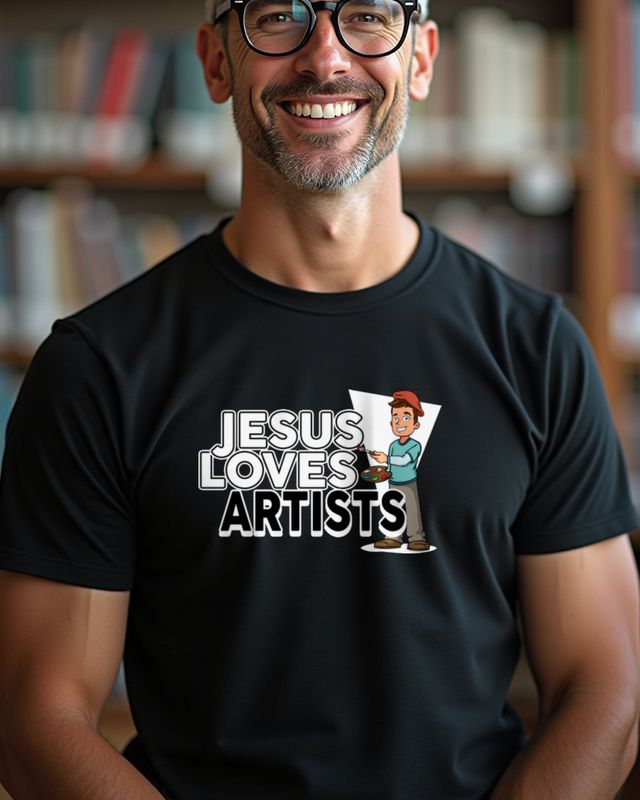 Jesus Loves Artists - Cartoon Painter β T-Shirt