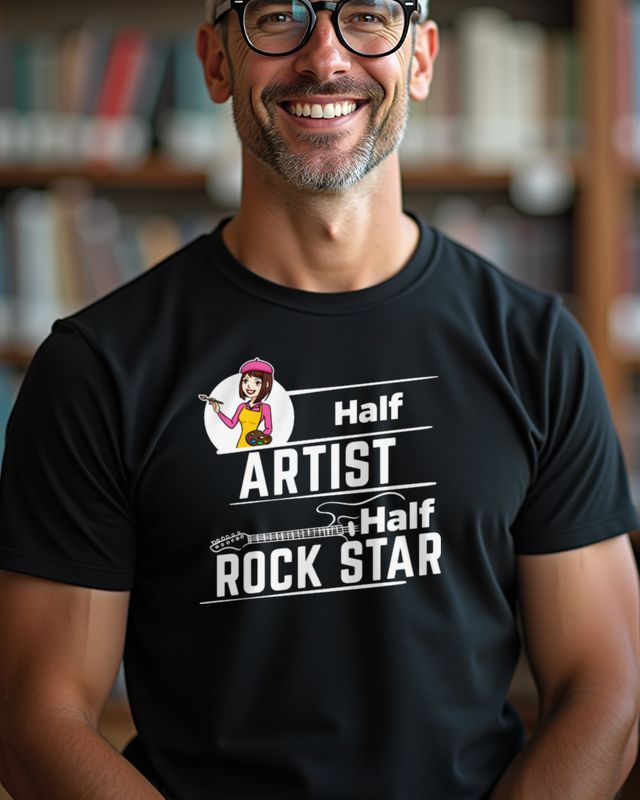 Artist and Rock Star - Half Rock Star Saying Tee β T-Shirt