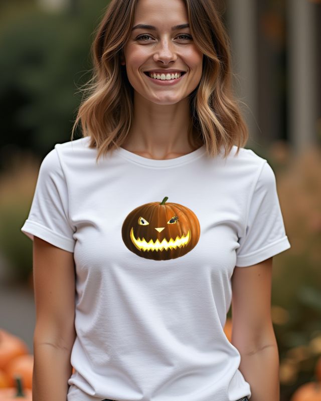 Pumpkin and Spider - Spooky Halloween Pumpkin Design โ T-Shirt