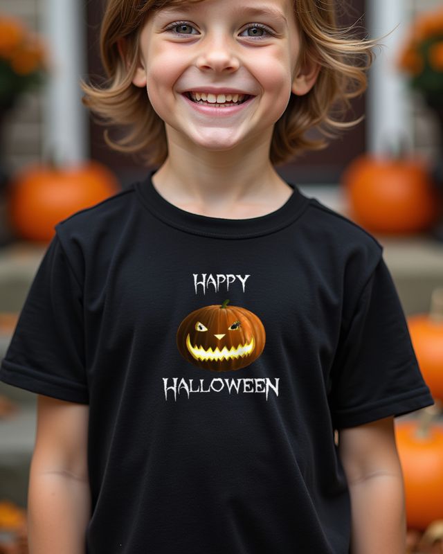 Pumpkin and Spider - Happy Halloween Spooky Design – T-Shirt