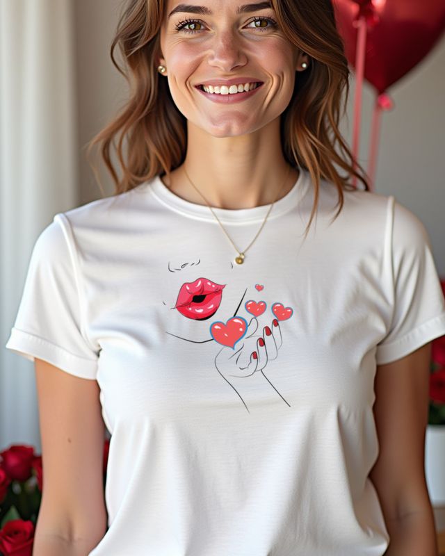 Kuss Lippen - Kiss Motiv Geschenk zum Valentinstag – T-Shirt
