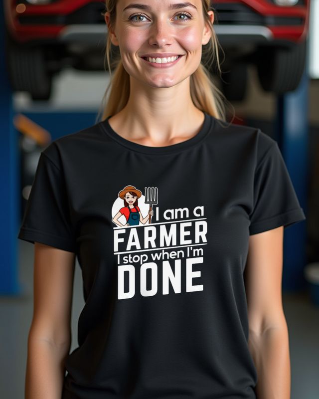 I Stop When I’m Done - Gift for Hard Working Farmers – T-Shirt