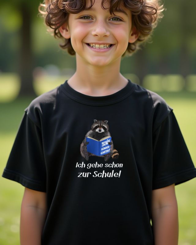 Waschbär Leseratte - Ich gehe schon zur Schule Einschulung – T-Shirt