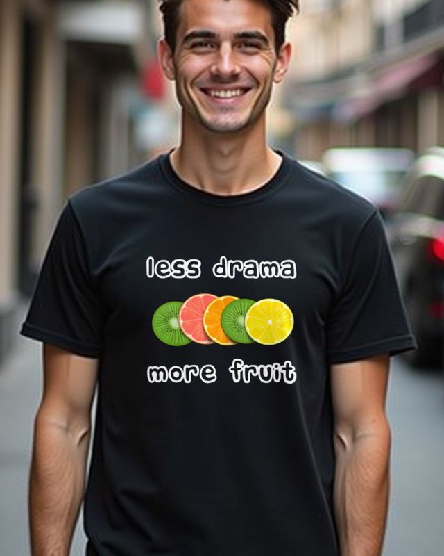 Less drama more fruit - Obst Spruch mit Zitrusfrüchten – T-Shirt