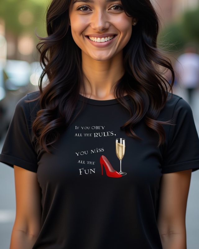 Less Rules More Fun - Bubbly and High Heels Design β T-Shirt