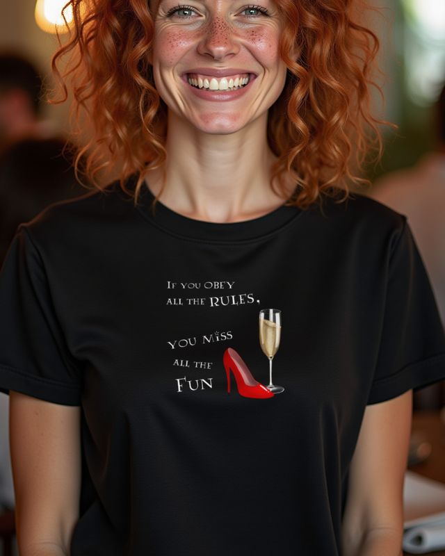 Less Rules More Fun - Sekt und High Heels Party Shirt – T-Shirt