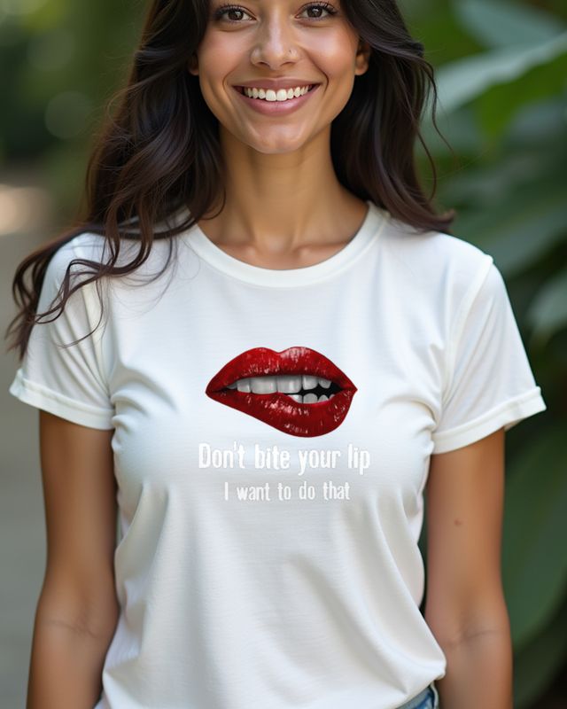 Don’t bite your lip I want to do that - Flirt Spruch – T-Shirt