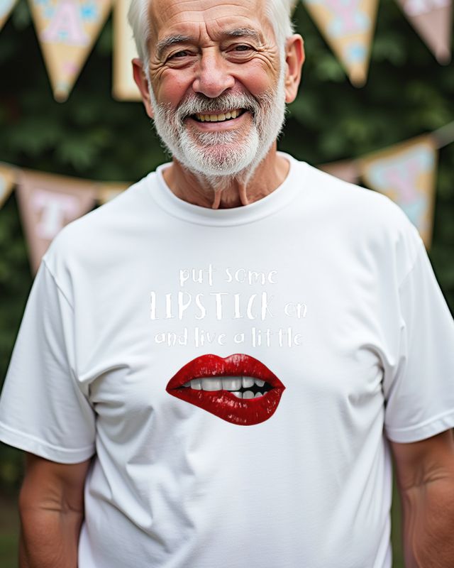 Live a little with Lipstick - Lippen Spruch für Frauen – T-Shirt