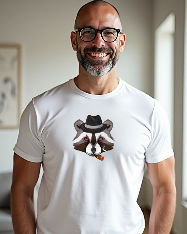 Mafia Waschbär mit Zigarre - Lustiges Gangster Tier Motiv – T-Shirt