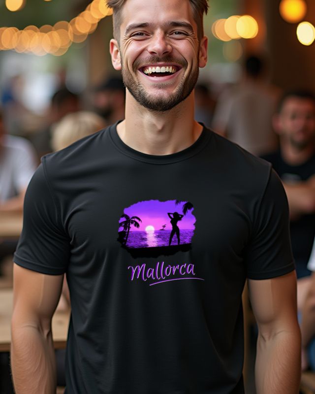 Mallorca Sunset Girl Violet - Majorca Vacation Design – T-Shirt