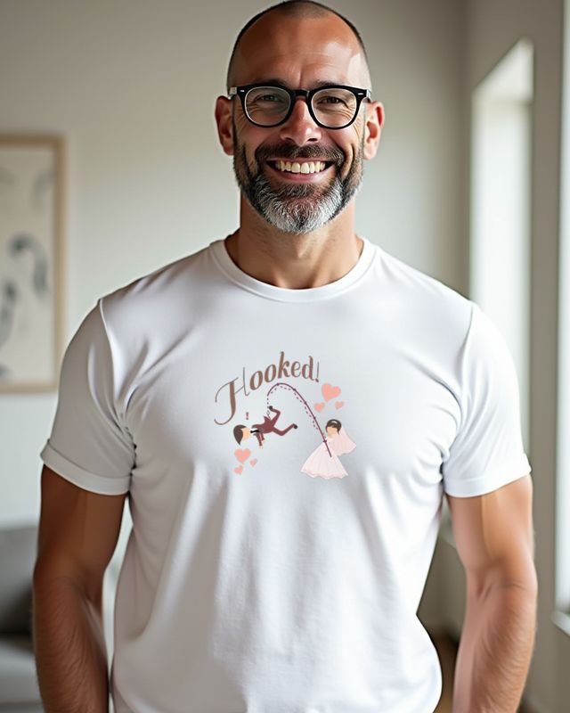 Married Hooked - Lustiges Hochzeit Shirt für Frischvermählte – T-Shirt