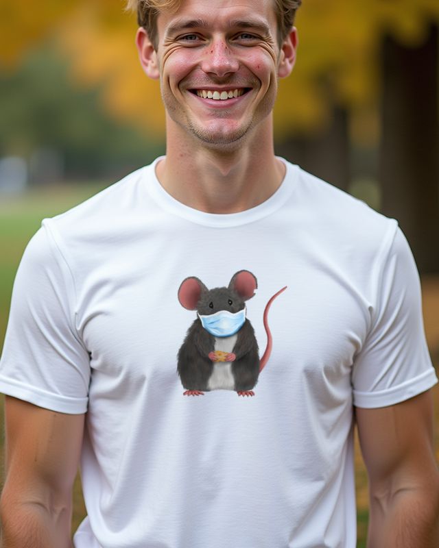 Maus mit Gesichtsmaske - Lustiges Ratten Motiv – T-Shirt