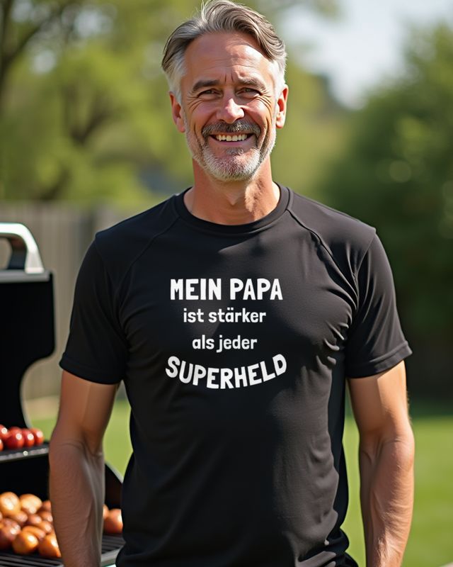 Mein Papa ist stärker als jeder Superheld - Vatertag – T-Shirt