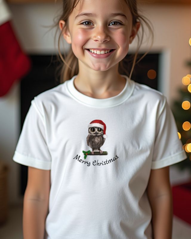 Merry Christmas Frohe Weihnachten Eule - Süßes Eulen Motiv – T-Shirt
