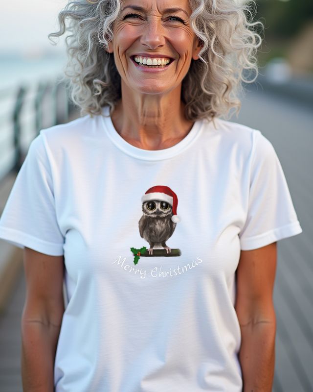 Merry Christmas Owl - Cute Bilingual Christmas Owl – T-Shirt