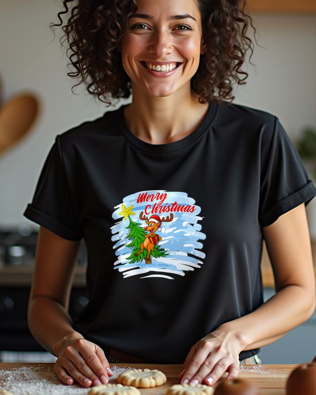 Merry Christmas Rotnasen Rentier - Weihnachtsmotiv – T-Shirt