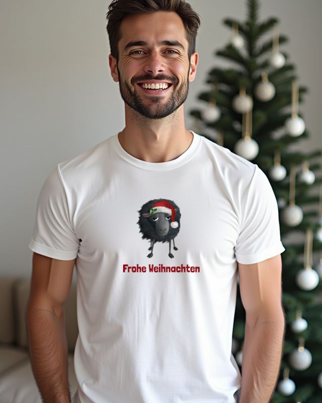 Merry Christmas Schaf - Süßes Weihnachtsschaf Motiv – T-Shirt