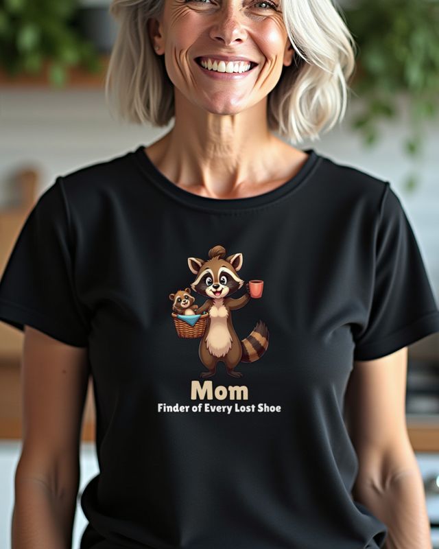 Mom Finder of Every Lost Shoe - Waschbär Mama – T-Shirt