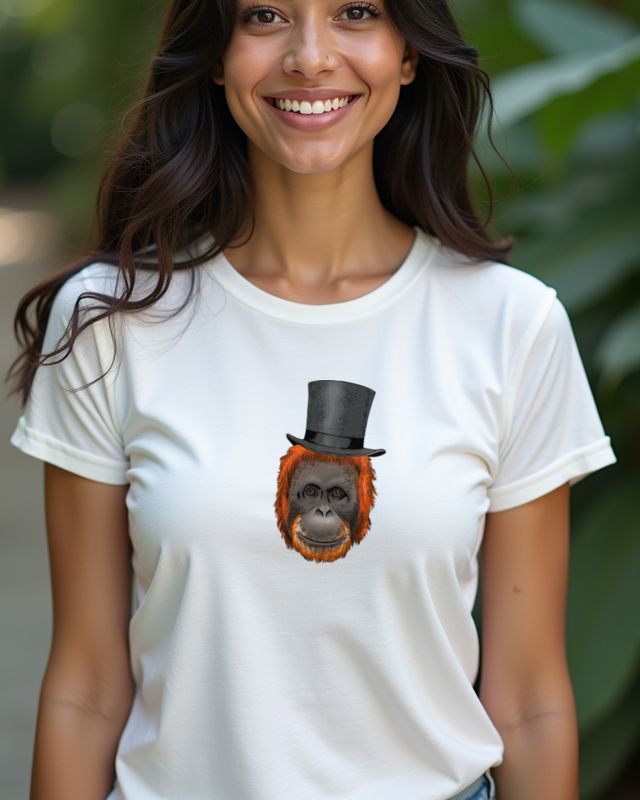 Ape in a Top Hat - Posh Orangutan Design for Animal Fans – T-Shirt