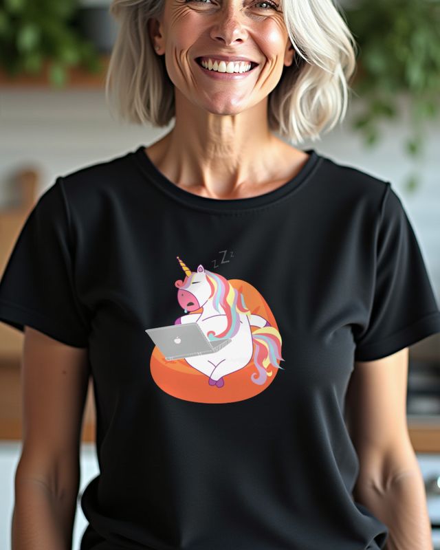 Sleepy Unicorn with Laptop - Funny Work From Home β T-Shirt