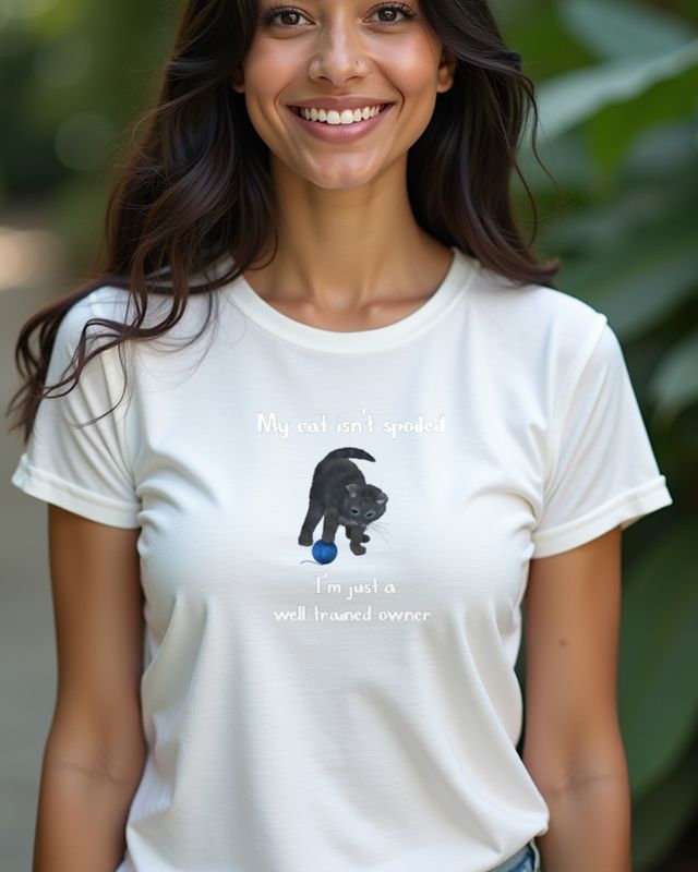 My Cat Is Not Spoiled I Am a Well Trained Owner - Funny – T-Shirt