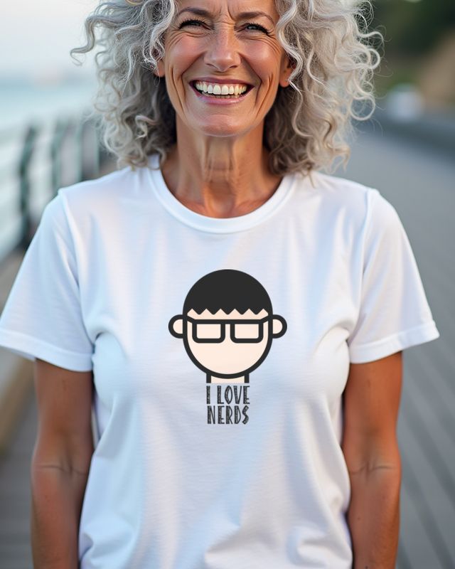 Nerd-Liebe: Minimalistischer Nerd mit Brille – T-Shirt