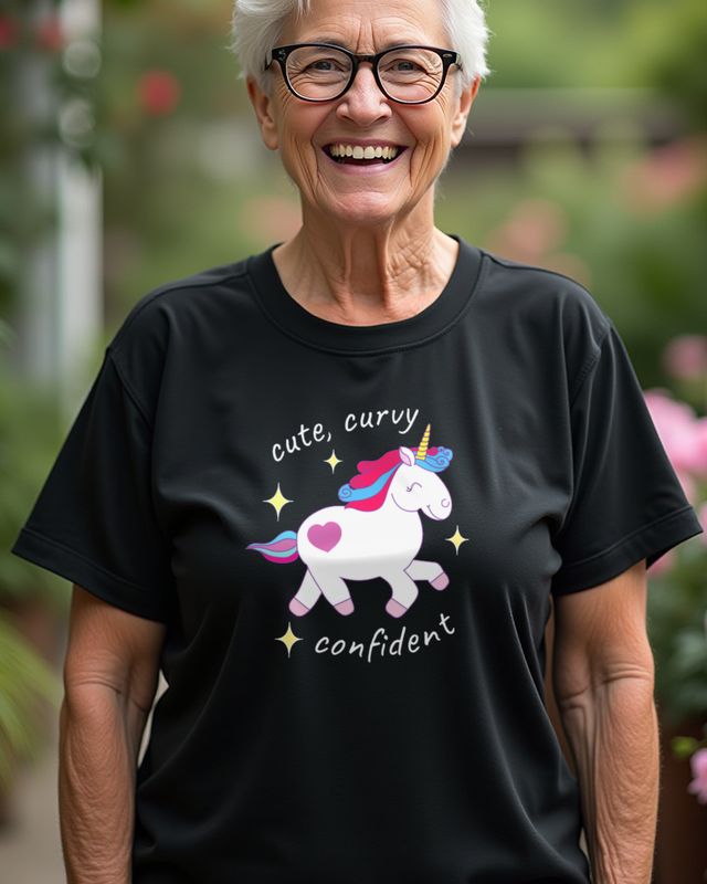 Cute Curvy Unicorn - Confident and Fabulous Gift – T-Shirt