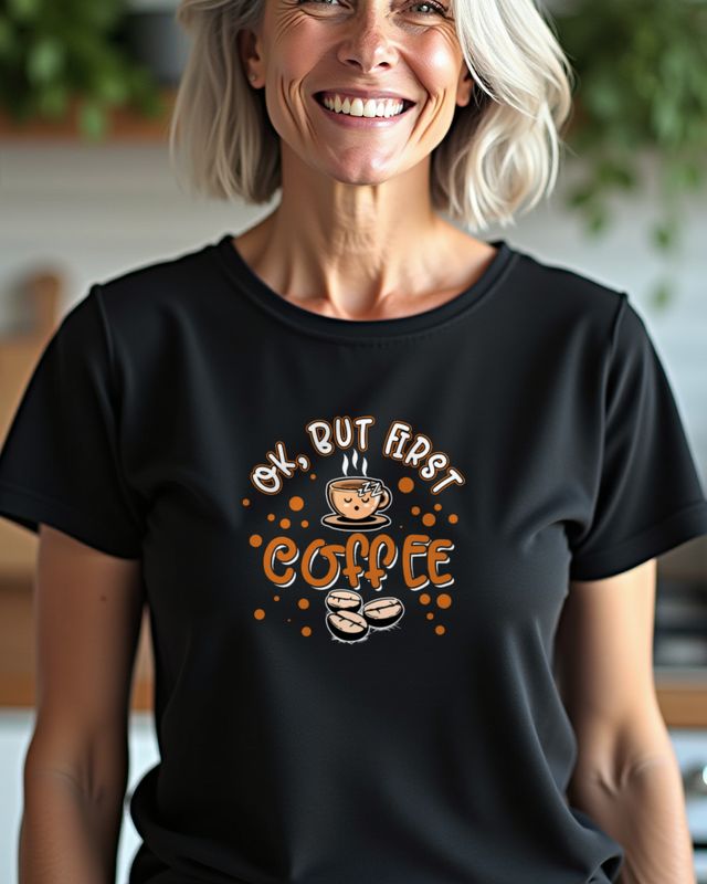 OK but first Coffee - Kaffee Spruch fürs Büro – T-Shirt