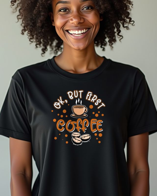 OK but first Coffee - Lustiger Kaffee Spruch – T-Shirt