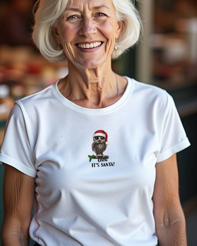 OMG Santa - Aufgeregte Weihnachtseule - Lustiges Motiv – T-Shirt