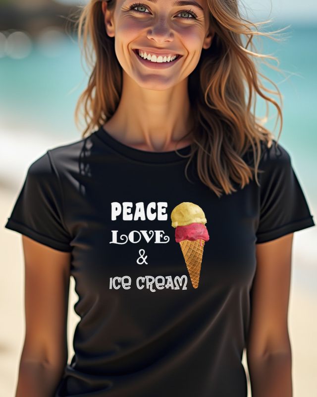 Peace Love and Ice Cream - Cute Summer Ice Cream Design β T-Shirt