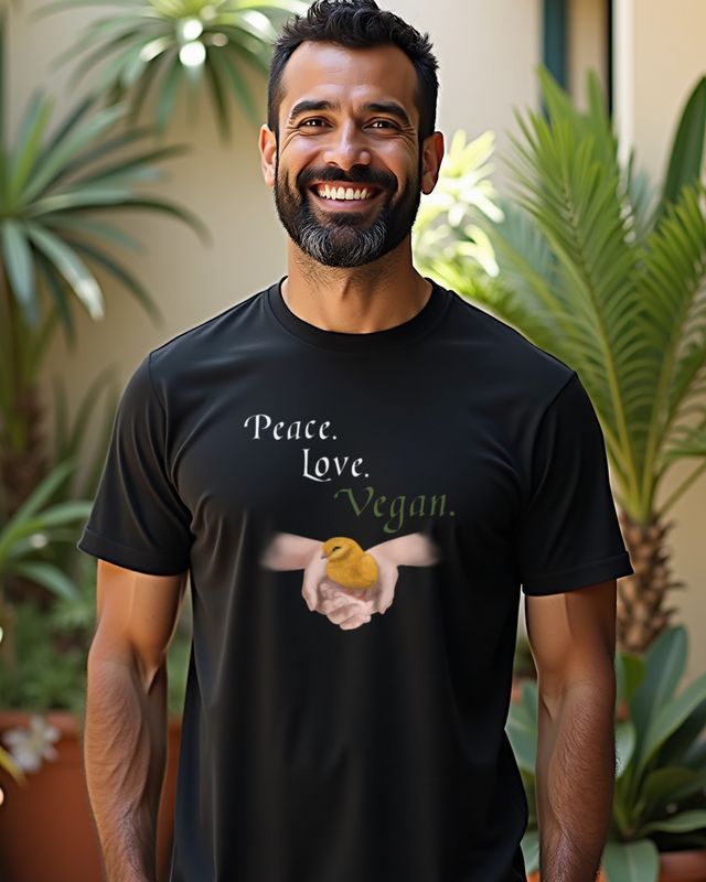 Peace Love Vegan Chick - Cute Hippie Vegan Design โ T-Shirt