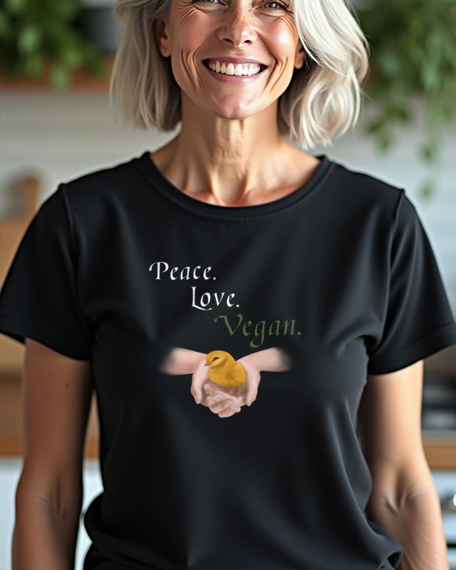 Peace Love Vegan Küken - Süßes Motiv für Veganer – T-Shirt