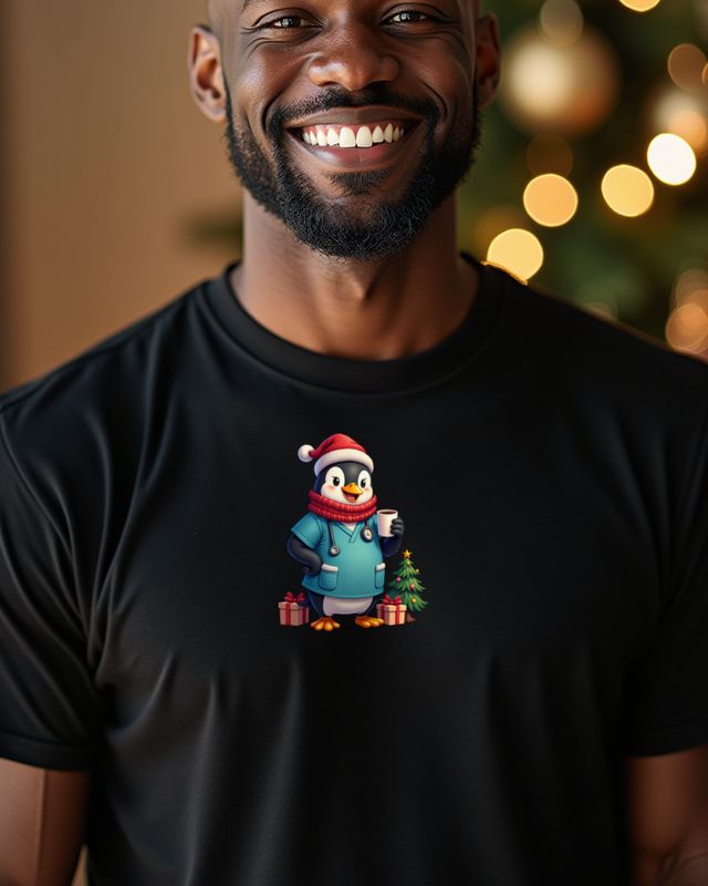 Pinguin als Krankenpfleger zu Weihnachten – ohne Text – T-Shirt